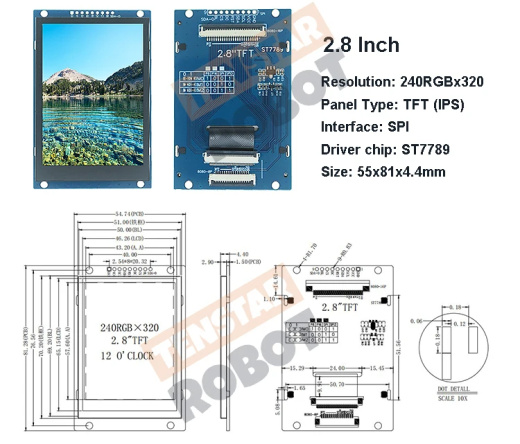 2.8 TFT 240x320 ST7789 LCD 显示屏缩略图